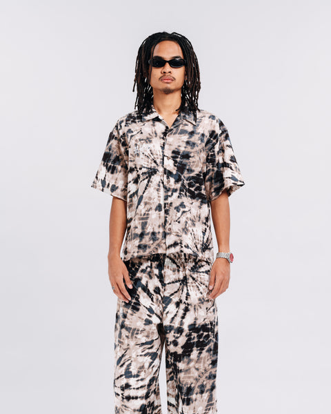 PRINTED OPEN COLLAR SHIRT TIE DYE