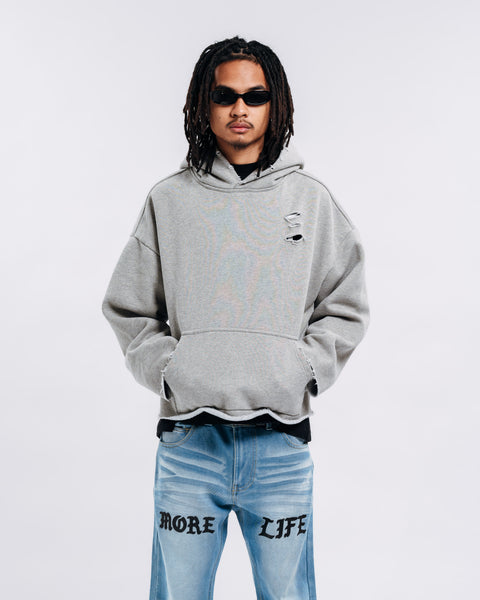 RAW HEM HOODIE CEMENT
