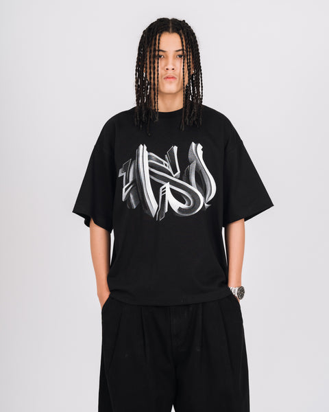 3D GRAFFITI LOGO HEAVY BOX TEE BLACK