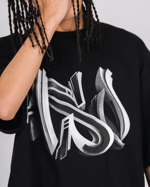 3D GRAFFITI LOGO HEAVY BOX TEE BLACK