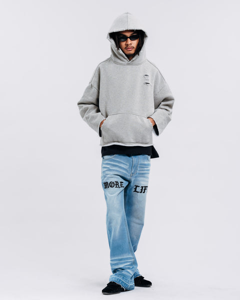 RAW HEM HOODIE CEMENT