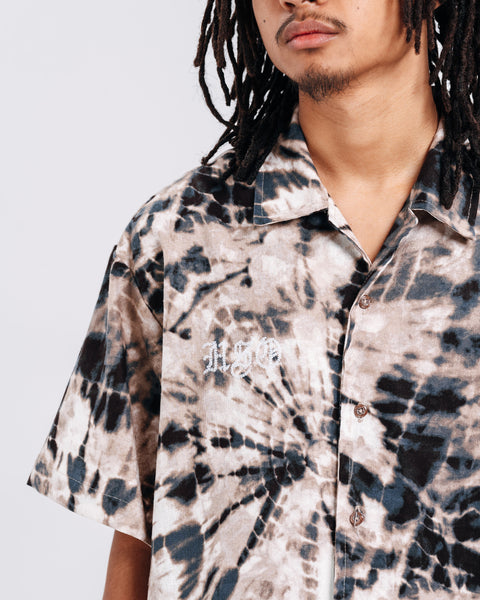 PRINTED OPEN COLLAR SHIRT TIE DYE