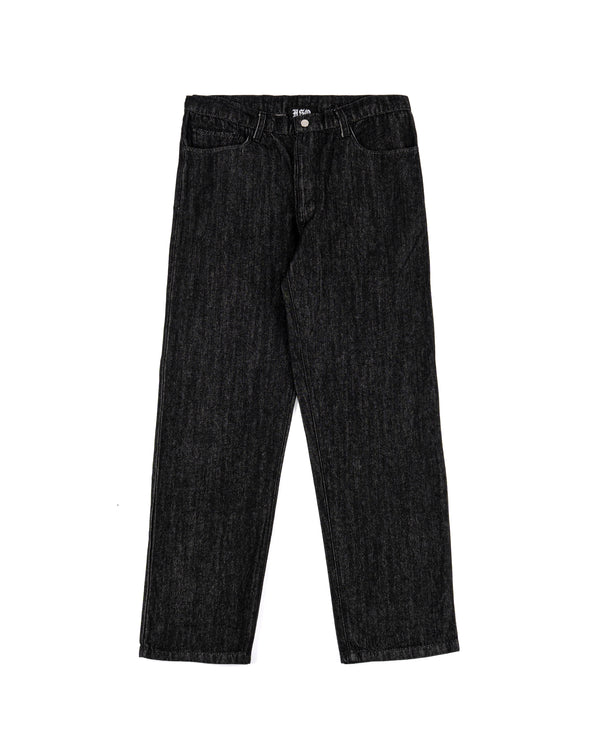 RAW DENIM STRAIGHT CUT PANTS BLACK