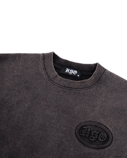 EMBOSSED HEAVY BOX TEE IN WASHED BLACK