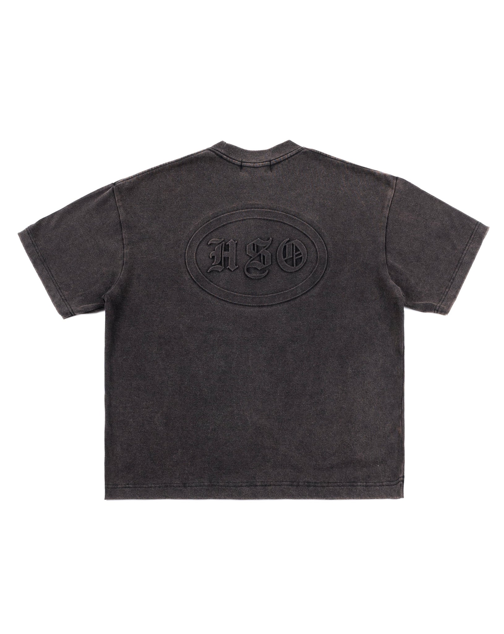 EMBOSSED HEAVY BOX TEE IN WASHED BLACK