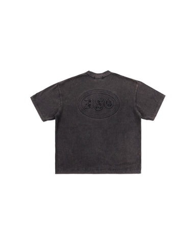 EMBOSSED HEAVY BOX TEE IN WASHED BLACK