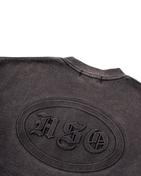 EMBOSSED HEAVY BOX TEE IN WASHED BLACK