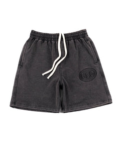 EMBOSSED SWEATSHORT IN WASHED BLACK