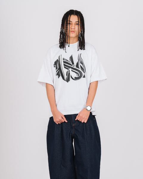 3D GRAFFITI LOGO HEAVY BOX TEE WHITE