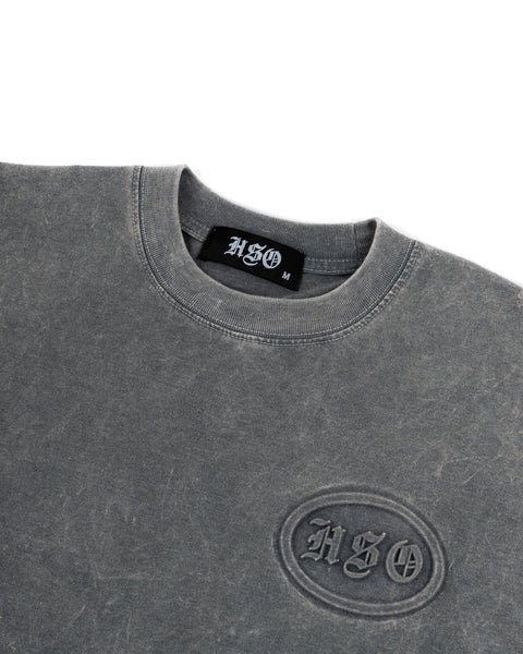 EMBOSSED BOX TEE IN WASHED GRAY