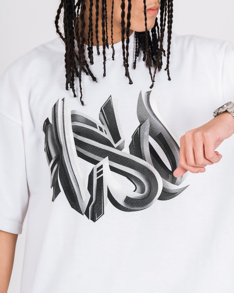 3D GRAFFITI LOGO HEAVY BOX TEE WHITE