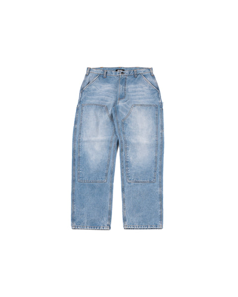 DENIM DOUBLE KNEE UTILITY PANTS - STONE LIGHT