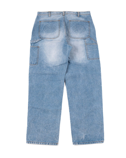 DENIM DOUBLE KNEE UTILITY PANTS - STONE LIGHT