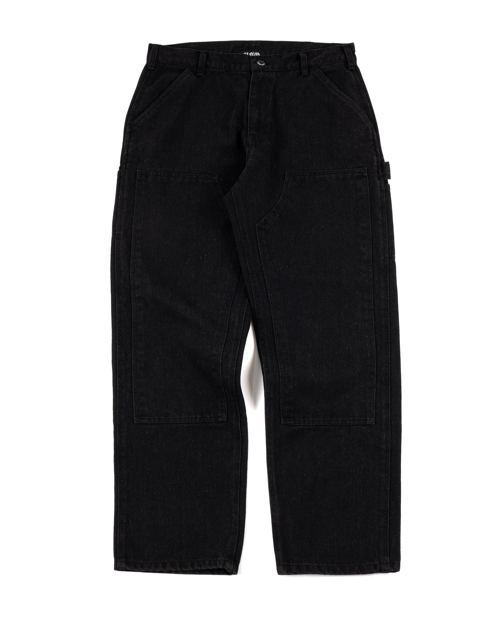 DENIM DOUBLE KNEE UTILITY PANTS - BLACK