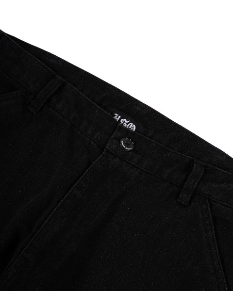 DENIM DOUBLE KNEE UTILITY PANTS - BLACK