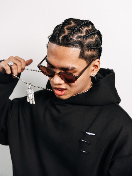 RAW HEM HOODIE BLACK
