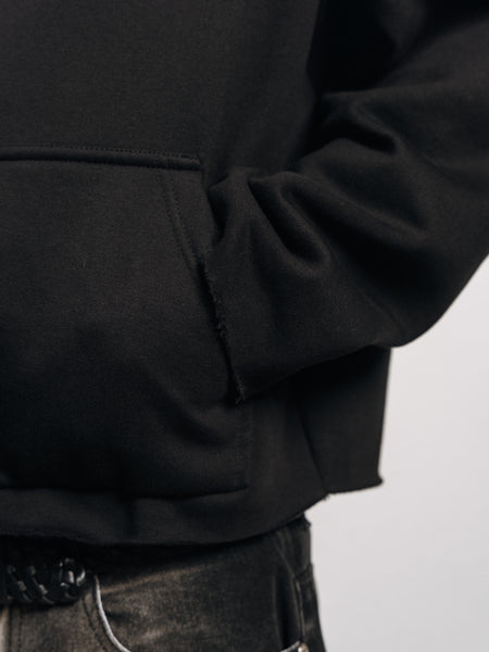 RAW HEM HOODIE BLACK