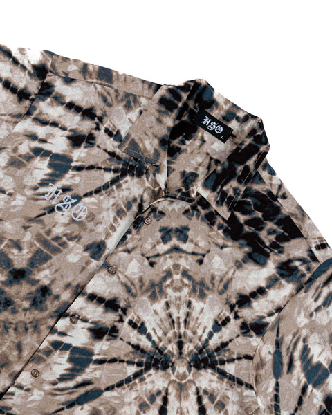 PRINTED OPEN COLLAR SHIRT TIE DYE