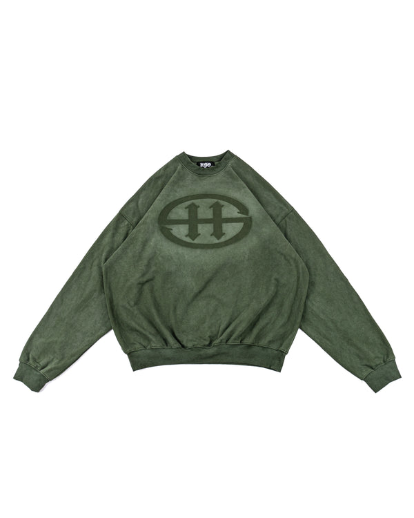 LOGO WASHED SWEATSHIRT - MOSS