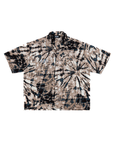PRINTED OPEN COLLAR SHIRT TIE DYE