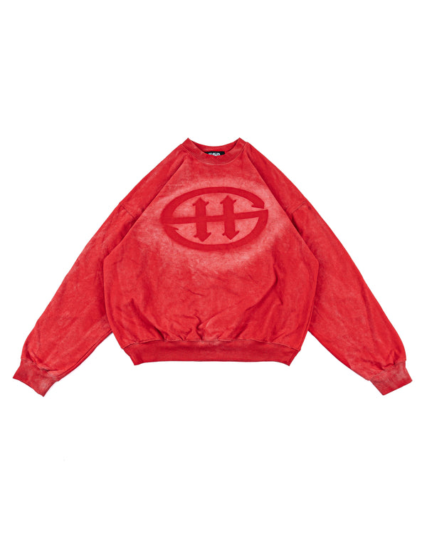 LOGO WASHED SWEATSHIRT - RED