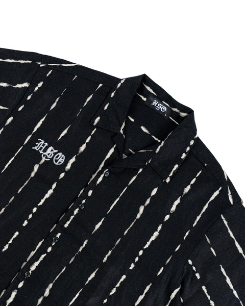 PRINTED OPEN COLLAR SHIRT BLACK