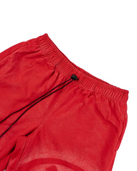 LOGO WASHED SWEATSHORT - RED