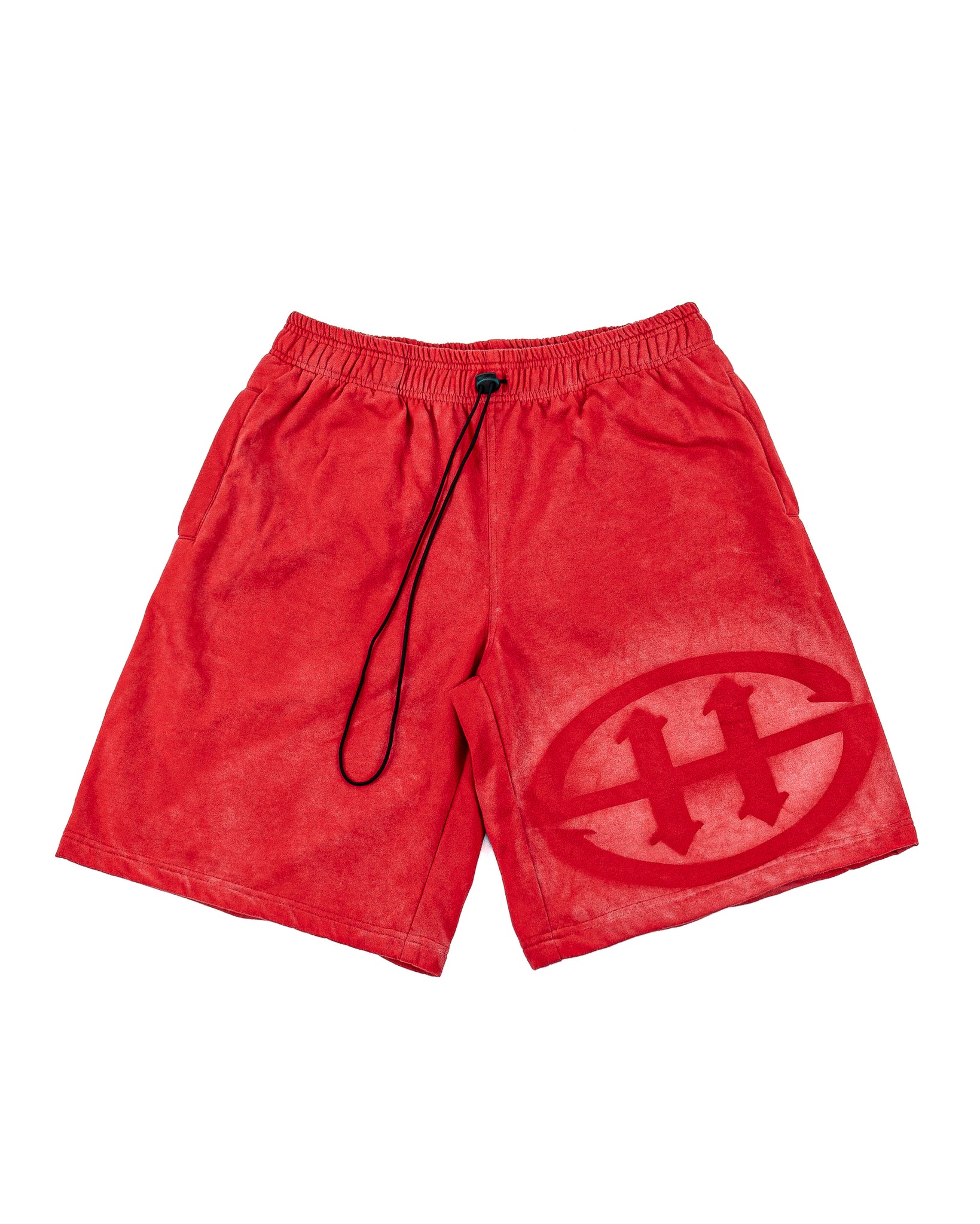 LOGO WASHED SWEATSHORT - RED