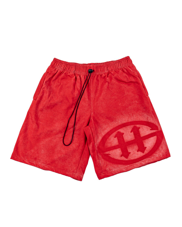 LOGO WASHED SWEATSHORT - RED