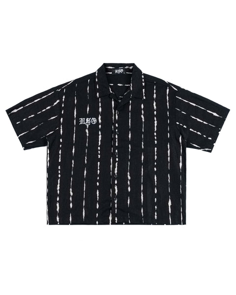 PRINTED OPEN COLLAR SHIRT BLACK