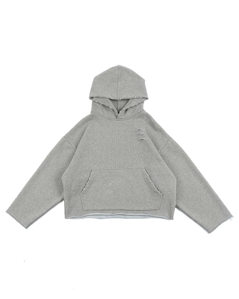 RAW HEM HOODIE CEMENT