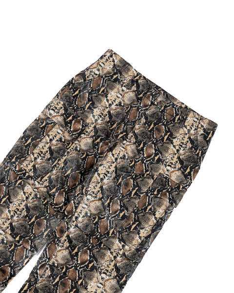 LEATHER SNAKE FLARED PANTS
