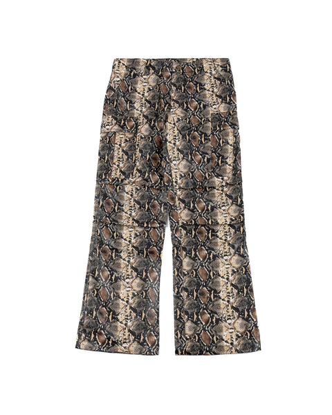 LEATHER SNAKE FLARED PANTS