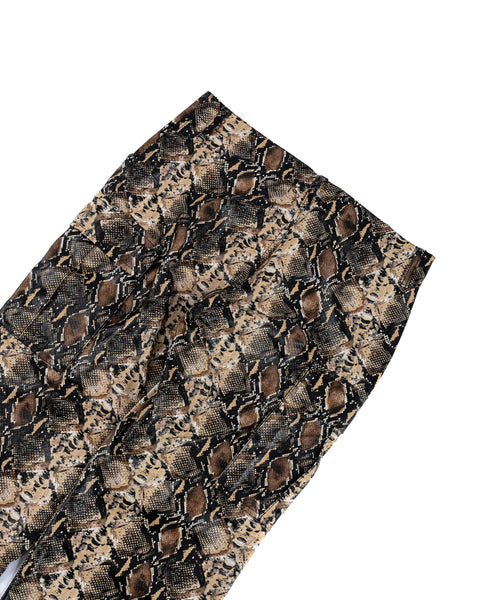 LEATHER SNAKE FLARED PANTS