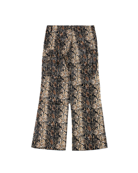 LEATHER SNAKE FLARED PANTS