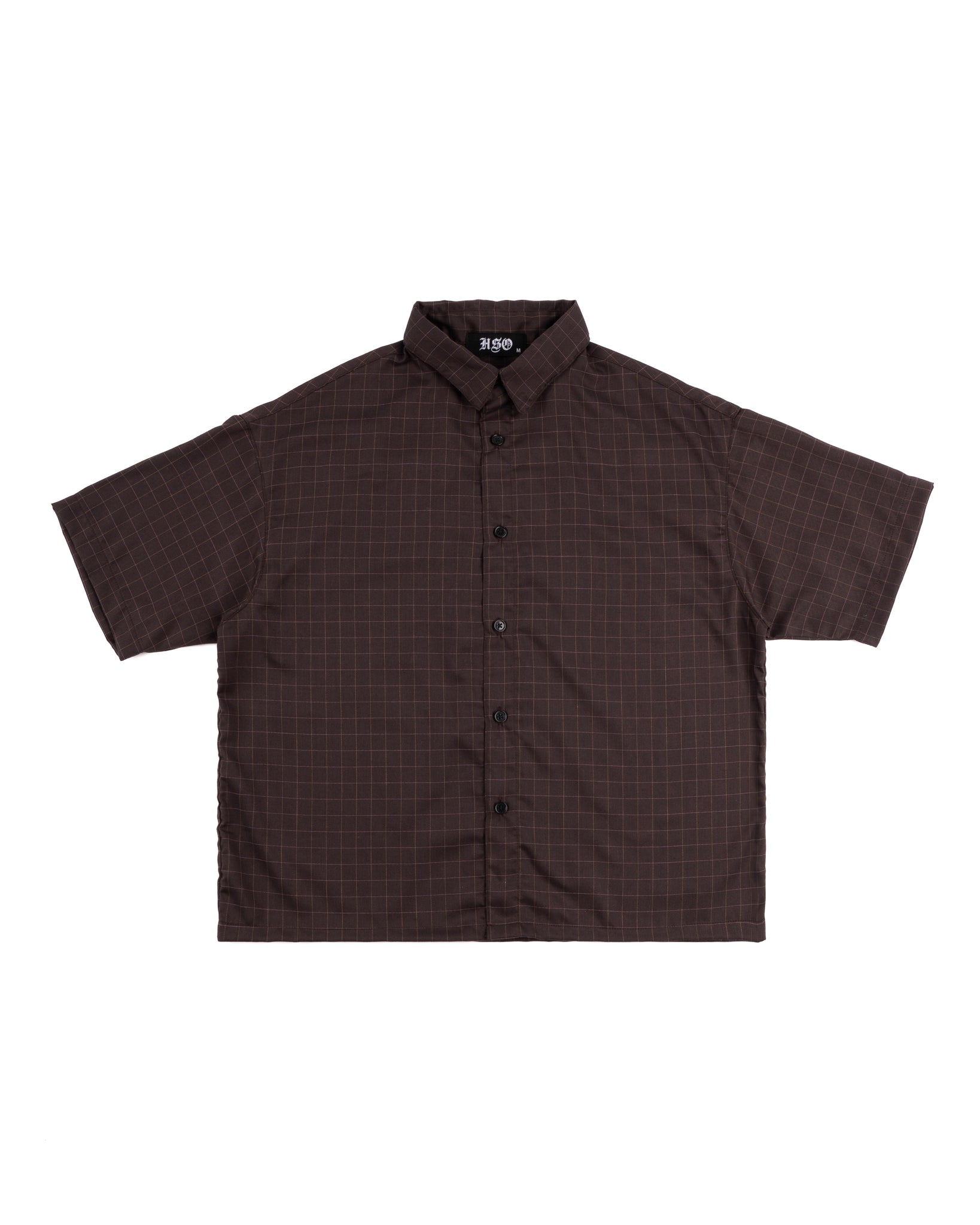 PLAID BUTTON DOWN SHIRT-BROWN