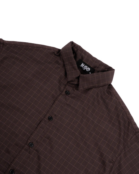 PLAID BUTTON DOWN SHIRT-BROWN