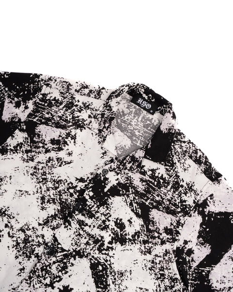 PRINTED OPEN COLLAR SHIRT BLACK/WHITE