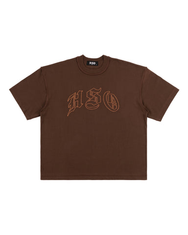 ARCH LOGO BOX TEE IN WASHED BROWN