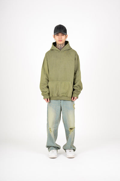 OVERSIZED WASHED HOODIE IN OLIVE