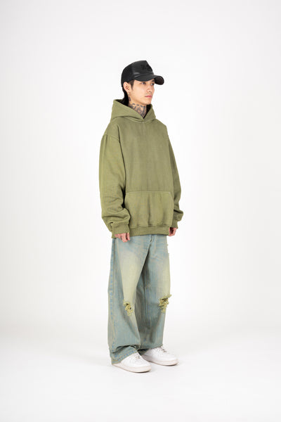 OVERSIZED WASHED HOODIE IN OLIVE