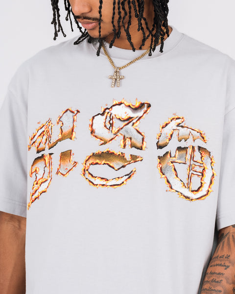 ARCH LOGO BURN HEAVY BOX TEE GRAY