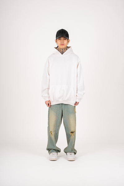 OVERSIZED WASHED HOODIE IN OFFWHITE