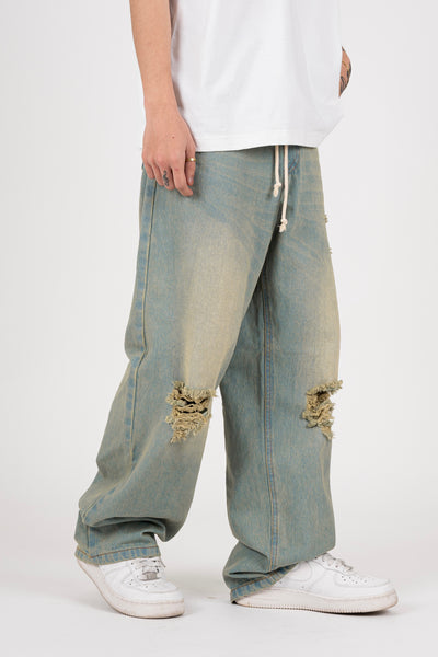 RIPPED BAGGY JEANS IN LIGHT