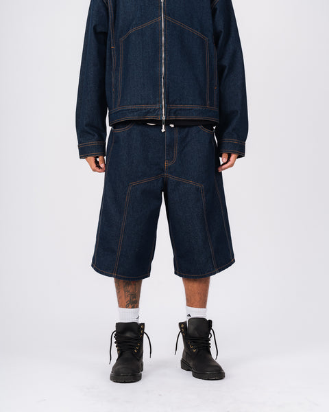 DENIM PANEL SHORTS - INDIGO