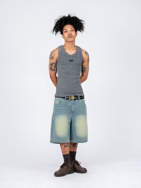 EMBLEM STITCH VINTAGE DENIM SHORTS