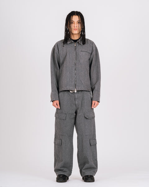 CANVAS TRUCKER JACKET - GRAY