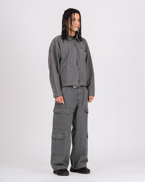 CANVAS TRUCKER JACKET - GRAY