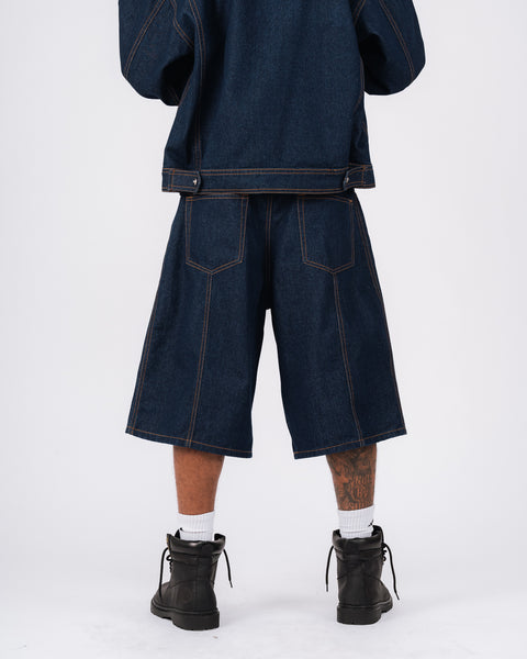 DENIM PANEL SHORTS - INDIGO