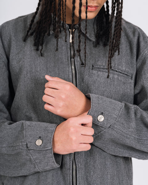 CANVAS TRUCKER JACKET - GRAY